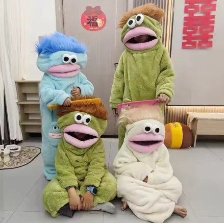 Kids Monster Fleece Jumpsuit Pajamas With Hooded Design