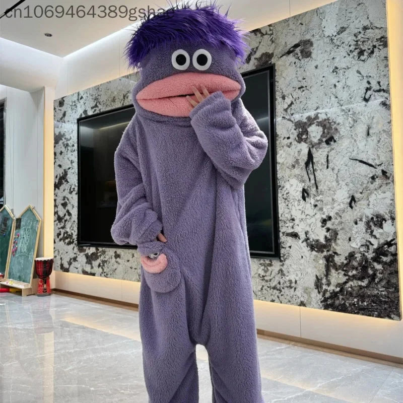 Cozy Monster Onesie Pajamas for Adults Winter Fleece